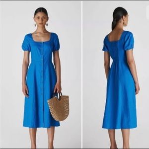 Whistles Remi linen Button Front Midi Dress